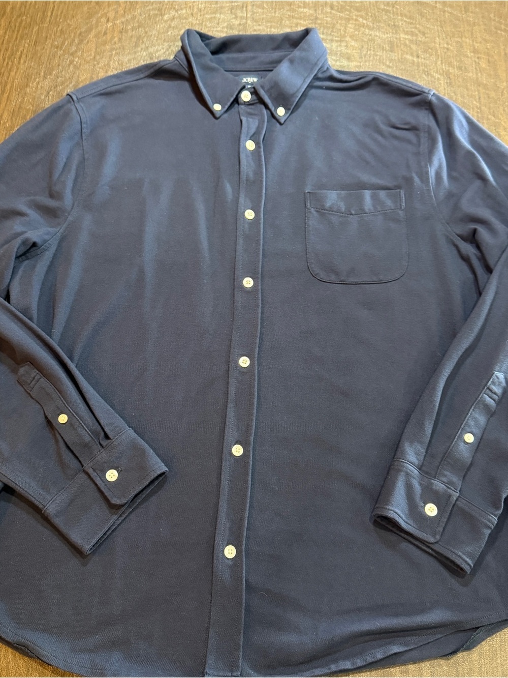 J.Crew XL Navy Blue Pique Knit Button Down Shirt Men's